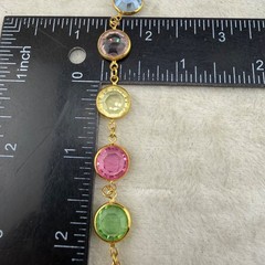 Vintage Open Bezel Necklace Gold Tone Pastel 28”