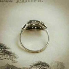 14k White gold Over 2 Ct Round Simulated Diamond Vintage Art Deco Wedding Ring
