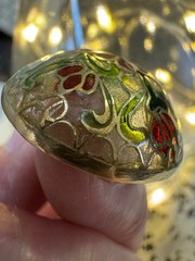 Plique-à-jour / Cloisonné style VINTAGE Enamel DOME Button PIERCED EARRINGS