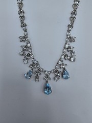 Vintage C*A 925 Sterling Silver Natural Blue Topaz Festoon Bib Statement…