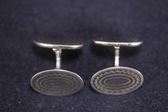 Antique PSM Phillip-Simons Co Belais 14K White-Gold-Front Cufflinks Oval Shape