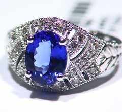 3.00CT 14K Gold Natural Tanzanite Diamond Vintage Halo Wedding Engagement Ring