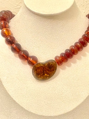 🔥 925 Silver 18K Gold Genuine Amber Necklace Pendant Butterscotch Cognac 68g
