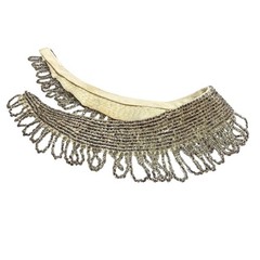 Vintage beaded collar accessory glittering silver tone bead dangles loops chic