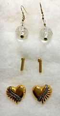 Vintage Earrings Lot Eight Pairs GoldTone Pierced Styles Hearts Hoop Dangle Post