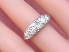 ANTIQUE ART DECO 1.35 ctw OLD DIAMOND PLATINUM 5-STONE COCKTAIL RING 1930 sz 5.5