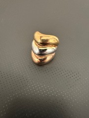 Vintage Art Deco 18 KT H.G.E. Tri-Color Band Ring. Size 7.5-8. Band width 25 mm