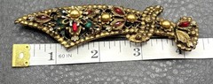 Vintage HUGE Korda Thief of Bagdad Scimitar Sword Brooch Enamel Rhinestone