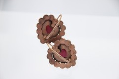 Vintage Unbranded Garnet Heart Motif Earrings (Almandine Garnet) F012