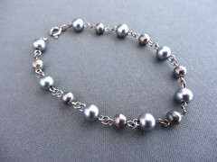 VINTAGE STERLING BLACK PEARL CHAIN TENNIS BRACELET