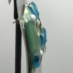 Vintage La Rage Modernist Mixed Materials Textured Metal Design Pierced Earring