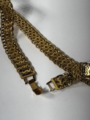 Vintage Monet Gold Necklace Signed 16” Gold Tone Matte Link Double Clasp
