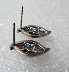 Vintage WM Wheeler Sterling Silver Grape Leaf Stud Earrings