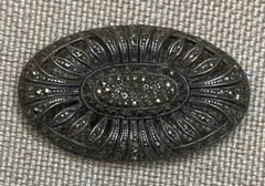 STERLING SILVER 925 MARCASITE BROOCH ANTIQUE ART NOUVEAU BEAUTY ELEGANT DESIGN