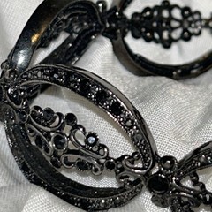 Monet link bracelet black crystal filigree marcasite Victorian Gothic glam art