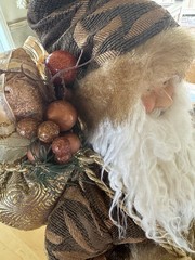 Old World Vintage Santa-Tapestry Gold Faux Fur-Stand Alone-18” Tall-Regal