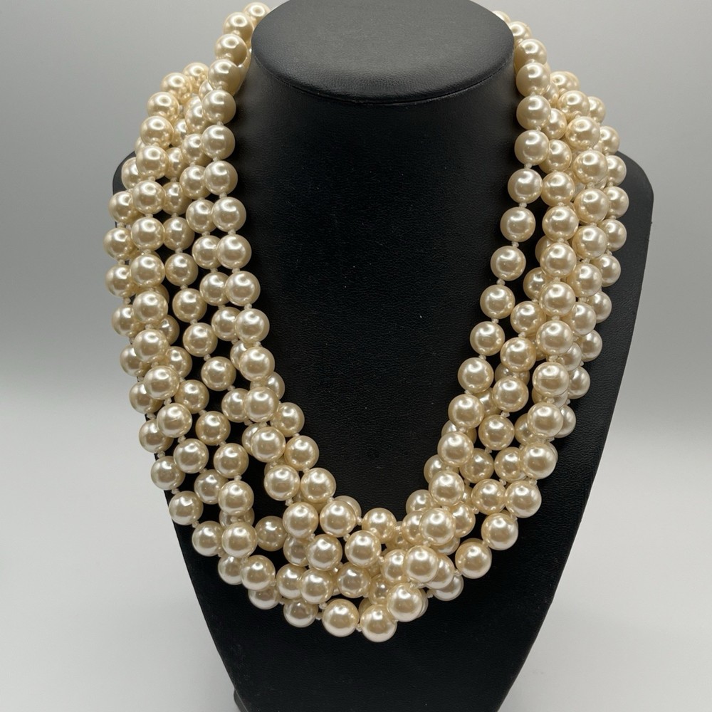 Vintage Glass Faux Pearl Necklace Hand Knotted Ultra Long 100” Flapper Rope