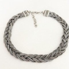 Brighton Inna Braid Silver Tone Woven Link Statement Chain Necklace $110