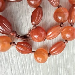Vintage Possibly Antique Hand Knotted Carnelian Beaded Necklace Needs a Clasp