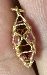 Vintage 18K Yellow Gold Mughal Ruby Star Charm Pendant 750 Indian Double Sided