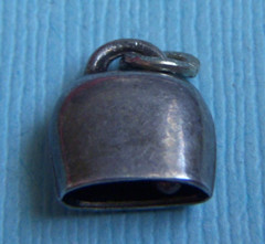 Vintage movable enamel gentian flowers bell silver charm