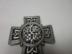 VINTAGE BRIGHTON CELTIC CROSS BROOCH PIN SILVER TONE #110