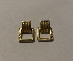 Vintage Givenchy Gold Tone Earrings Dangle Square
