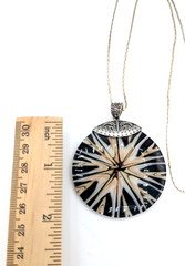 Vintage MERAR Shell Pendant Necklace Sterling Silver 925 Indonesia Statement