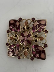 Vintage Lot of 2 Brooch Pins Flowers Enamel One is LC Liz Claiborne JD72