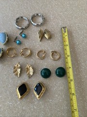 Costume Jewelry Vintage Clip On Earrings Stones Gold & Silver Tone 14 Pairs