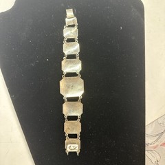 Vintage Siam Sterling Silver White Enamel Dancer Panel Bracelet 32g
