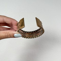 Vintage Multi Strand Brass and Copper Metal Twisted Detail Cuff Bracelet