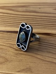 Handmade Sterling Silver Ring (not Stamped) with Green Turqouise Stone