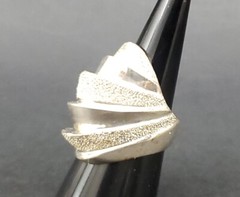 4 Sterling Silver Rings Modernist & Wide Free Form Rings Size 7-7.5