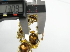 Vintage Costume Goldtone Metal Brown and Yellow Rhinestone Bracelet Unsigned