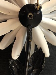 Signed FRANCOIS Coro Brooch White Black Aster 4″ Rhinestone Center 1940 Rare Vtg