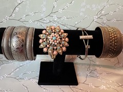 MCM Mixed Lot of 4 Bracelets Bangles Brooch Silver Gold Pink Blue