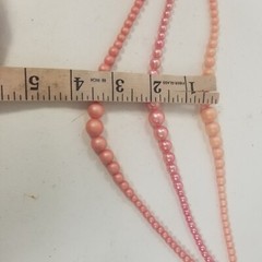 Vintage Mid-century 3 Strand Pink Beaded Necklace Hook Japan Multi-Strand Choker