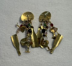 Lunch At The Ritz Wine List Earrings Crystal Enamel Dangle Pierced Ears