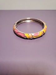 Vintage Cloisonné Hinged Style Enamel Bangle Bracelet