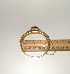 Vtg 70s FLORENZA Cameo Articulated Goldtone Clamper Bangle Bracelet Jewelry