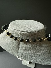 Vintage Bead Choker Necklace Black Cocktail Bubble Retro Career Statement