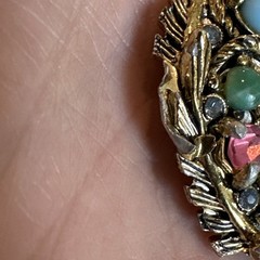 Vintage Signed HOLLYCRAFT Multicolor Cabochon Mughal Style Brooch