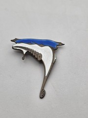 Albert Scharning Norway Sterling Guilloche Enamel Viking Ship Brooch