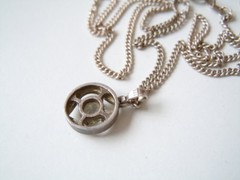 925 Sterling Silver TEKA Pendant Small Stone + 835 Silver Chain 4.1 g / 41 cm