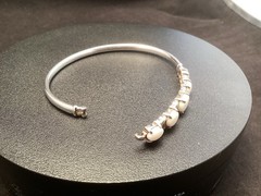White Fire opal 5 stone hinged sterling silver vintage bangle Bracelet