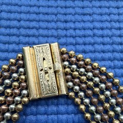 Vintage 1930s Art Deco multi-strand ball chain necklace and bracelet set.