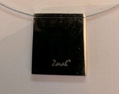ZARAH HANDMADE DESIGNED HIBISCUS FLORAL PENDANT SQUARE SILVER CHOKER SIGNED