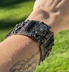 Cookie Lee Cuff With Faceted Black Crystals Vintage