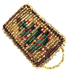 Vintage Handmade Glass Seed Bead Christmas Tree Holiday Pin / Brooch